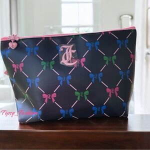 Juicy Couture Bow Print Cosmetic Clutch Bag  Makeup Toiletries Travel